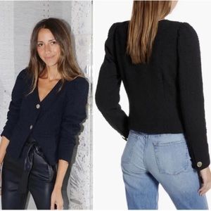 Something Navy Tweed Cropped Blazer in Black size Small